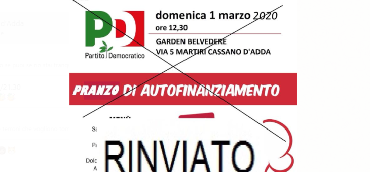 Invito a pranzo per domenica 1 Marzo: RINVIATO!